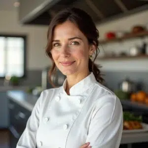 "About Me image: Olivia, a passionate chef, sharing her love for cooking and making it accessible for everyone."